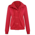 Hooded Long Sleeve Peacoat - Red L