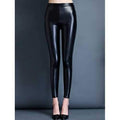 Stretchy Faux Leather Skinny Slimming Pants - Black S