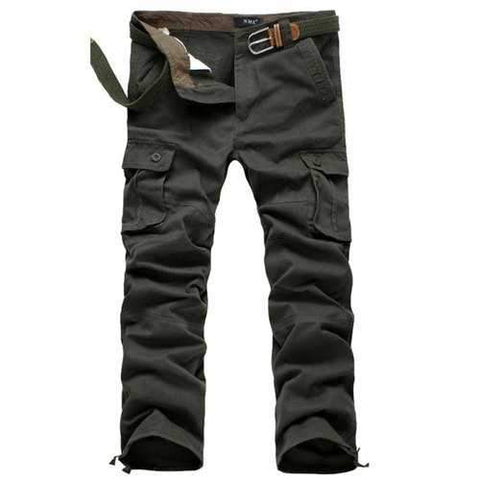 Zipper Fly Straight Leg Pockets Embellished Cargo Pants - Army Green 44