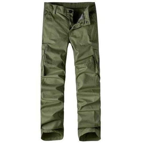 Zipper Fly Pockets Straight Leg Basic Cargo Pants - Army Green 34