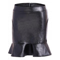 PU Flounce Ruffles Mermaid Skirt - Black M