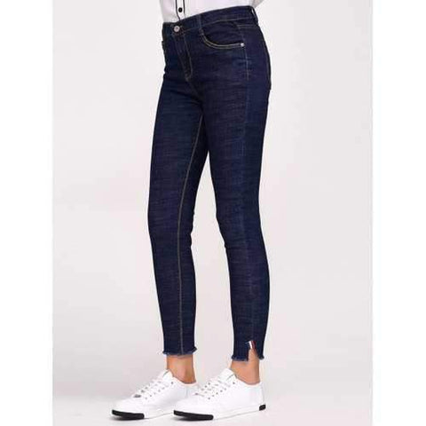 Stretchy Side Slit with Pockets Jeans - Cerulean 27