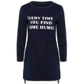 Letter Print High Low Pocket Dress - Purplish Blue 2xl