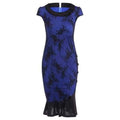 Two Tone Midi Lace Mermaid Bodycon Dress - Blue S