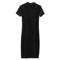 Short Sleeve Velvet Knee Length Dress - Black M