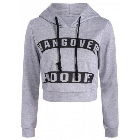 Active Hangover Pattern Cropped Hoodie - Light Gray Xl