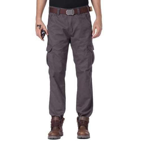Slim Fit Zipper Fly Cargo Pants with Pockets - Gray 30