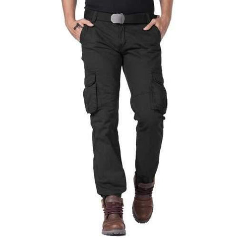 Straight Leg Cargo Pants with Multi Pockets - Black 40