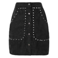 Rivet Sueded A Line Skirt - Black Xs