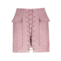 Faux Suede Mini Skirt With Pockets - Pink M