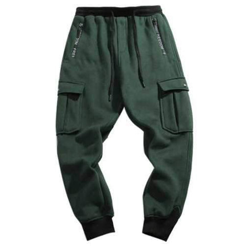 Drawstring Waist Flap Pocket Jogger Pants - Green Xl
