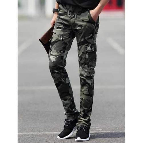 Slim Fit Pocket Camouflaged Cargo Pants - Camouflage Color 32