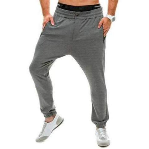 Loose Elastic Waist Zip Pocket Jogger Pants - Gray L