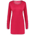 Casual Long Sleeve Crochet Mini Swing Dress - Tutti Frutti L