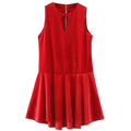 Velvet Sleeveless Short Mini Dress - Bright Red S