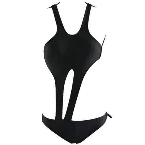 One Shoulder One Piece Swimwear - Black M