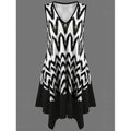 Zigzag Asymmetrical Casual Tank Dress Fashion - White And Black L