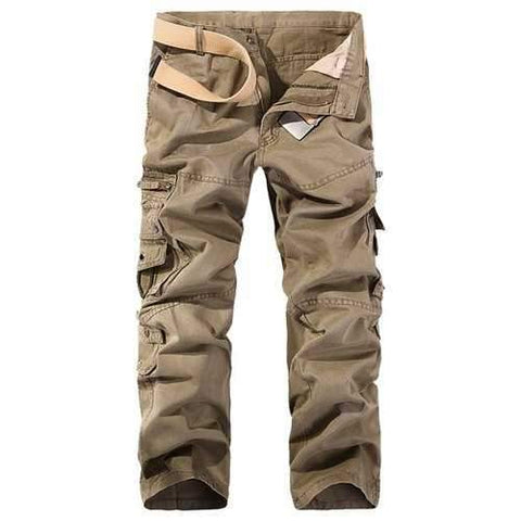 String Embroidered Multi Pockets Cargo Pants - Earthy 33