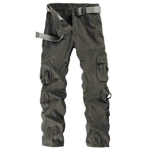 Pockets Embellished Straight Leg Cargo Pants - Gray 34