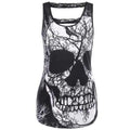 Lace Trim Cut Out Skull Tank Top - Black 2xl