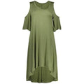 Cold Shoulder Cut Out Dress - Green S