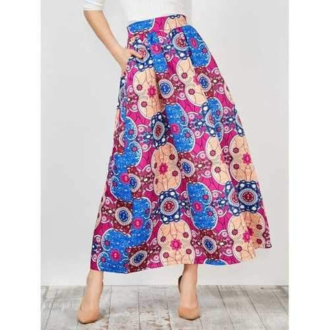 High Waist Printed Africa Skirt - Tutti Frutti Xl