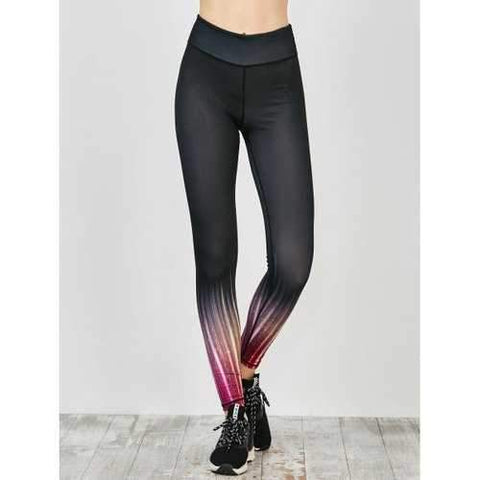 Colored Ombre Fitness Leggings - Black M