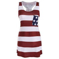 American Flag Bowknot Patriotic Racerback Tank Dress - Deep Red S