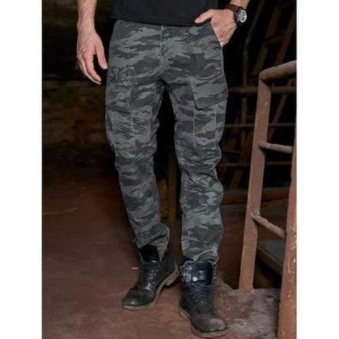 Camouflage Drawstring Design Cuffed Cargo Pants - Green Grey 34