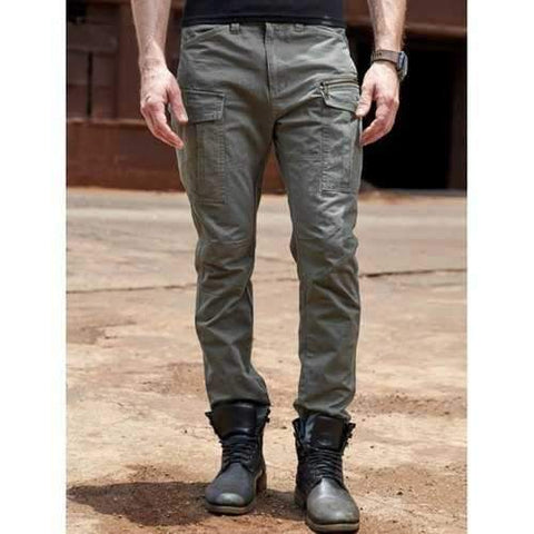 Zipper Pockets Design Cuffed Cargo Pants - Gray 34