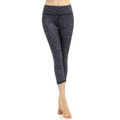 Breathable Marled Cropped Workout Leggings - Deep Gray Xl