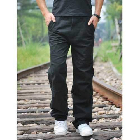 Muti-pocket Zip Casual Cargo Pants - Black 34