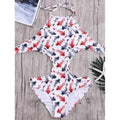 Open Back Goldfish Print Scalloped Trim Swimsuit - White S