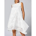 Tiered Mesh Asymmetric Tank Dress - White L