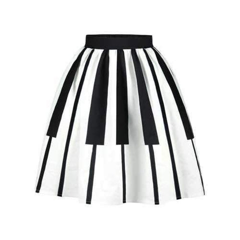 High Waist Two Tone Striped Skirt - White And Black L