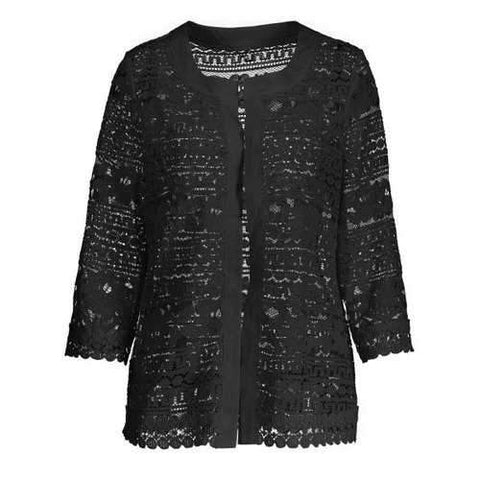 Plus Size Short Sheer Lace Jacket - Black 2xl