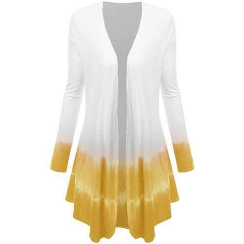 Plus Size Ombre Open Front Duster Coat - Yellow Xl