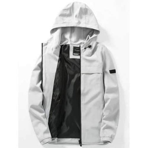 Zip Up Hooded Track Jacket - Gray L