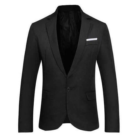 One Button Flap Pockets Lapel Formal Blazer - Black Xl
