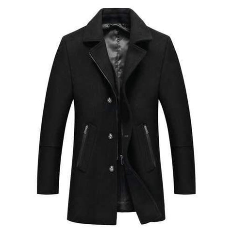 Zip Embellished Wool Blend Jacket - Black Xl