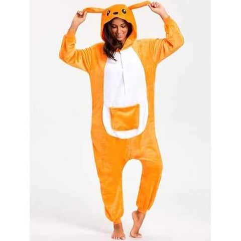 Kangaroo Animal Onesie Pajamas for Adult - Yellow M