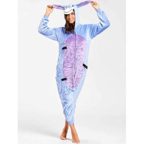 Funny Donkey Animal Onesie Pajamas - Blue Xl