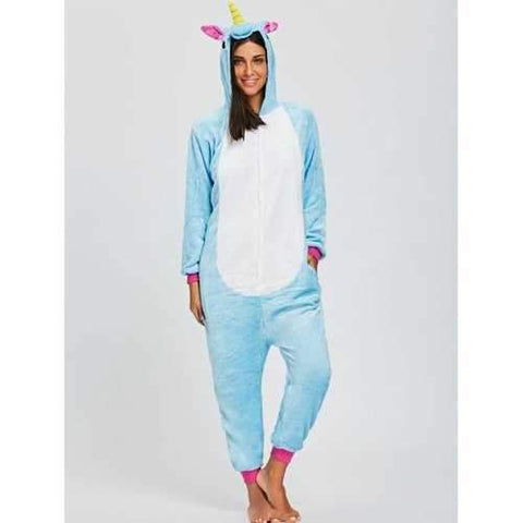 Cute Unicorn Animal Onesie Pajama For Adult - Blue Xl