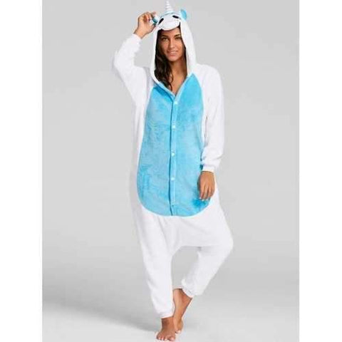 Unicorn Animal Christmas Onesie Pajama - Blue L