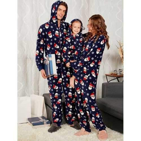 Santa Claus Printed Matching Family Christmas Pajama Sets - Purplish Blue Dad M