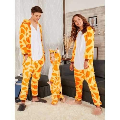 Cute Giraffe Christmas Family Onesie Pajamas - Yellow Kid 100