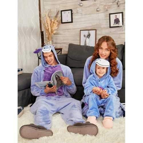 Donkey Animal Onesie Matching Family Christmas Pajama - Bluish Violet Dad S
