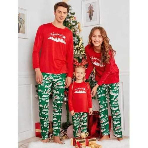 City Printed Family Christmas Pajama Set - Red Dad M