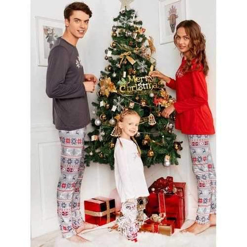 Long Sleeve Snowflake Print Matching Family Christmas Pajama - Dad M