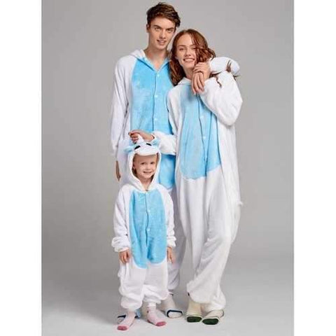 Unicorn Animal Family Christmas Onesie Pajamas - Blue Dad S